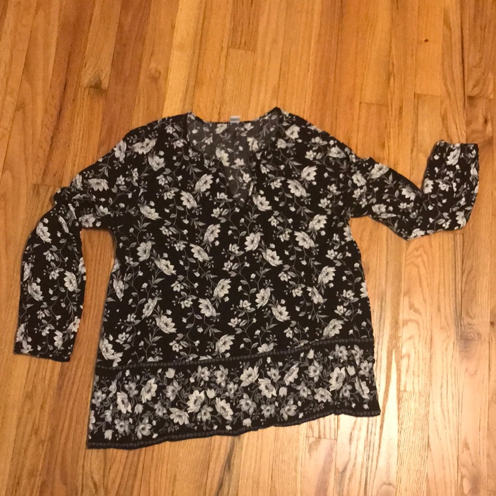 Black and white floral blouse